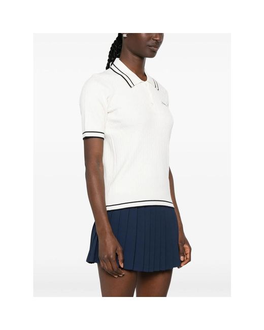 Sporty & Rich Blue Cable-Knit Embroidered Polo Shirt