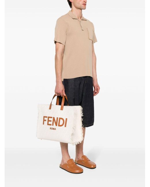 Fendi Natural Jacquard-Logo Canvas Tote Bag for men