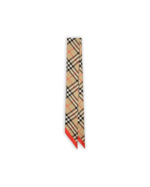 Burberry Metallic Skinny Contrast Check Silk Scarf