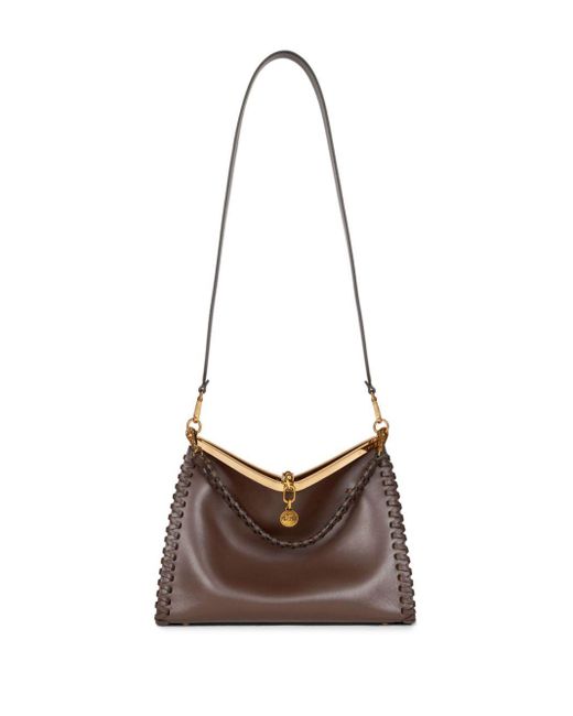 Etro Brown Medium Vela Leather Shoulder Bag