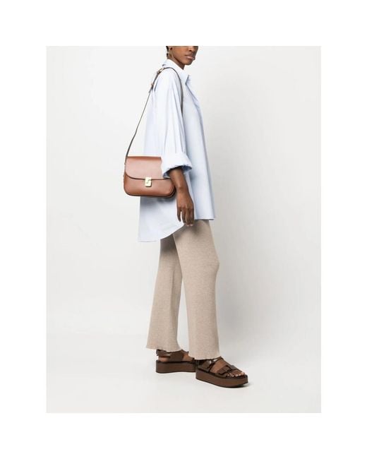 Soeur Brown Leather Shoulder Bag