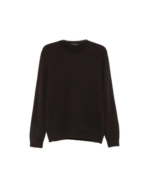 Zanone Black Waffle-Knit Sweater for men