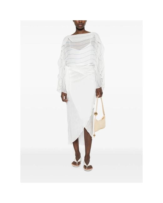Bondi Born White Ruffled Midi Skirt