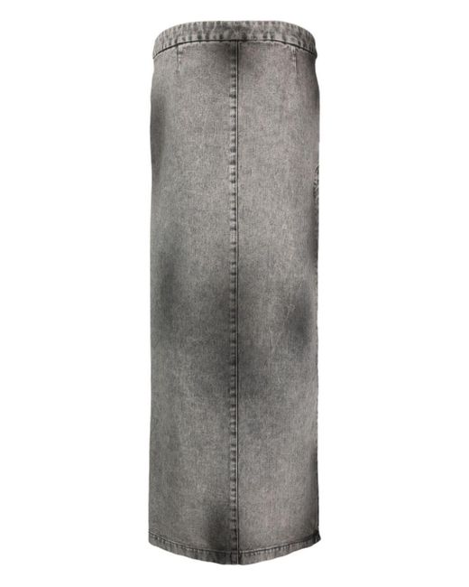 ALESSANDRO VIGILANTE Gray Stonewashed Straight Denim Skirt