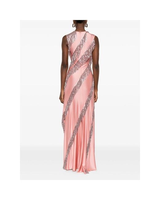 Rabanne Pink Sequin-Fringe Maxi Dress