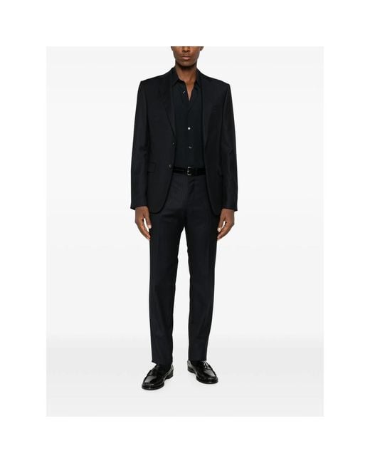 Mazzarelli Black Long-Sleeve Button-Up Shirt