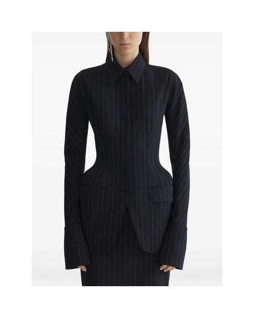 Mugler Black Pinstripe Tailored Jacket