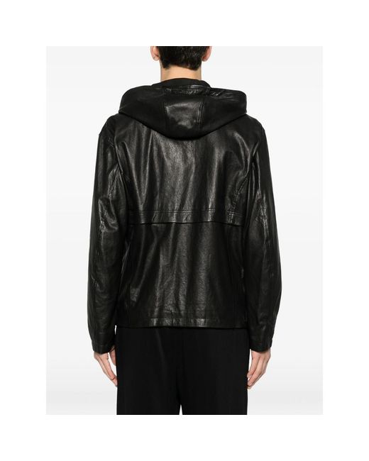 Tagliatore Black Leather Outerwear for men