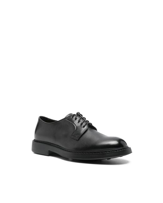 Doucal's Black Leather Derby Shoes for men