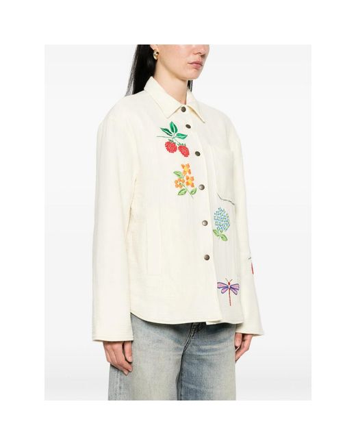 SUSANNA BLU White Crisantemo Button Jacket