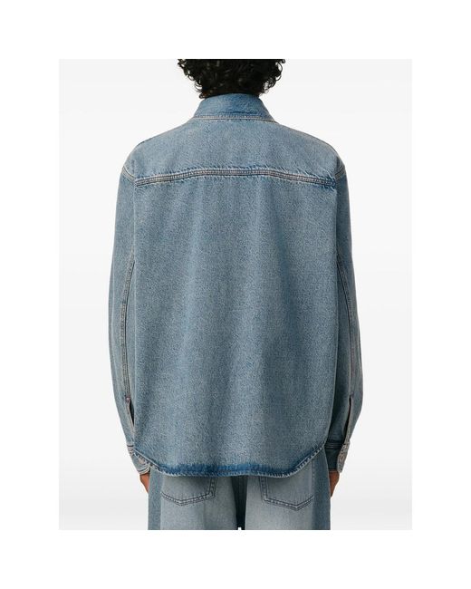 AMI Blue Cotton Overshirt With Ami De Coeur