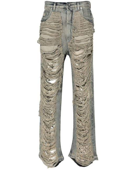 Rick Owens Gray Geth Distressed-finish Jeans for men
