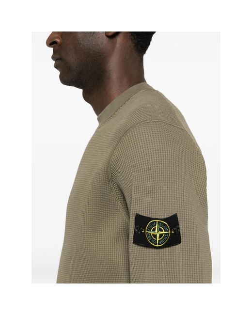 Stone Island Green Waffle-Knit Patch Sweatshirt for men