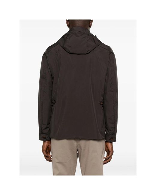 Moorer Black Button Hooded Jacket for men