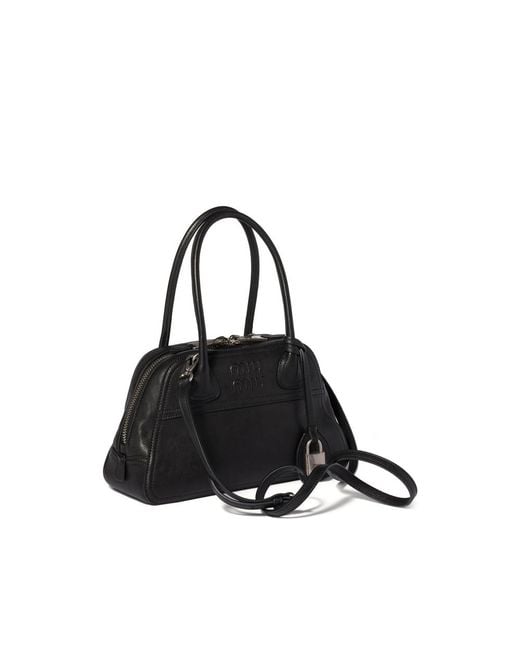 Miu Miu Black Vivant Nappa-Leather Bag