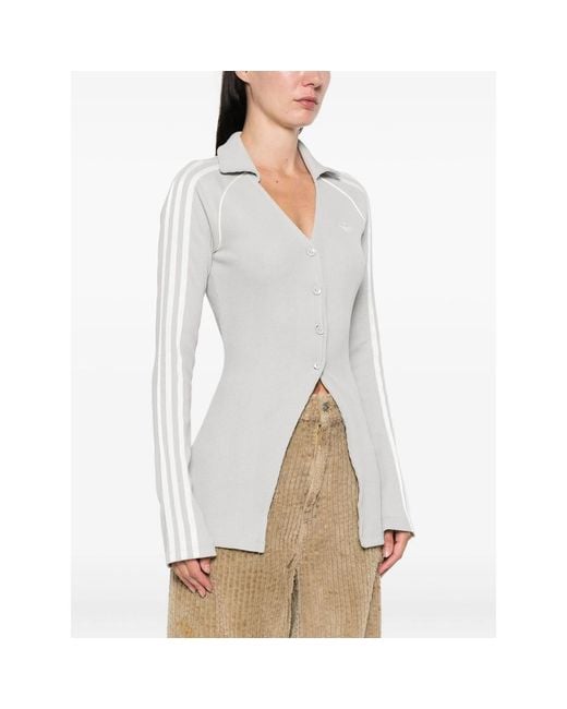 Adidas White Stripe-Detail Button-Up Shirt
