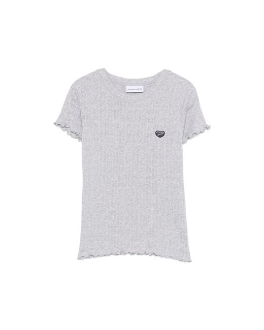 Maison Labiche White Ruffled Logo-Patch T-Shirt