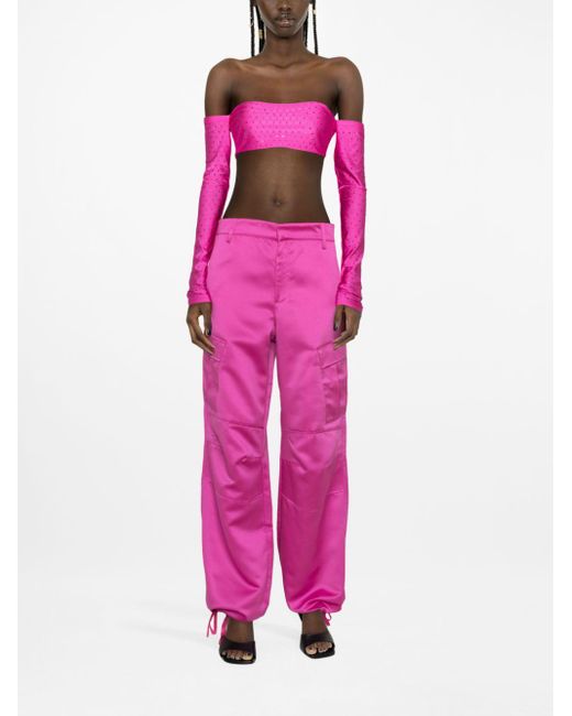 ANDAMANE Pink High-Waisted Cargo Trousers