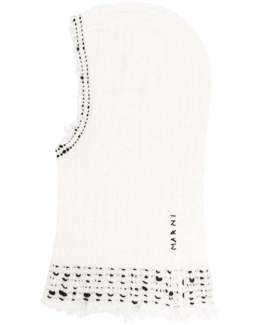 Marni White Embroidered-logo Knit Balaclava for men