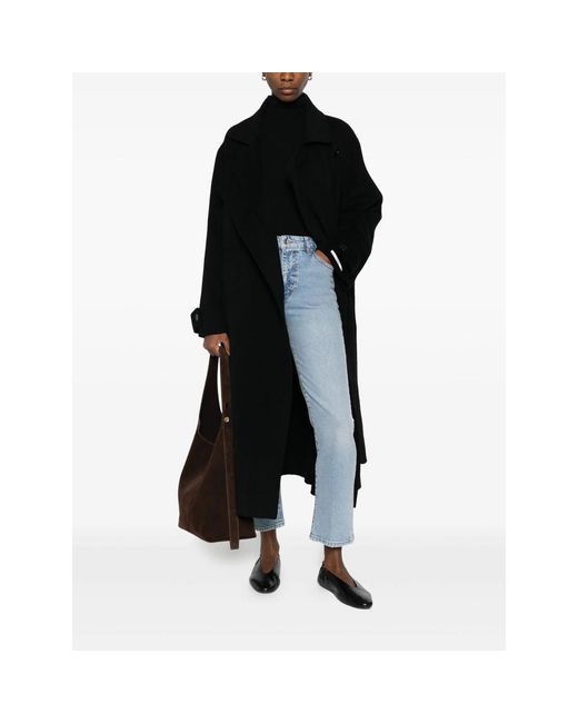 GLOX Black Belted Patch-Pocket Coat