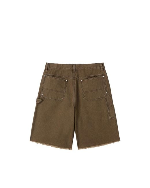 TONYWACK Green Frayed Carpenter Shorts for men