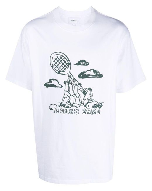 Palmes White Graphic-print Short-sleeved T-shirt for men