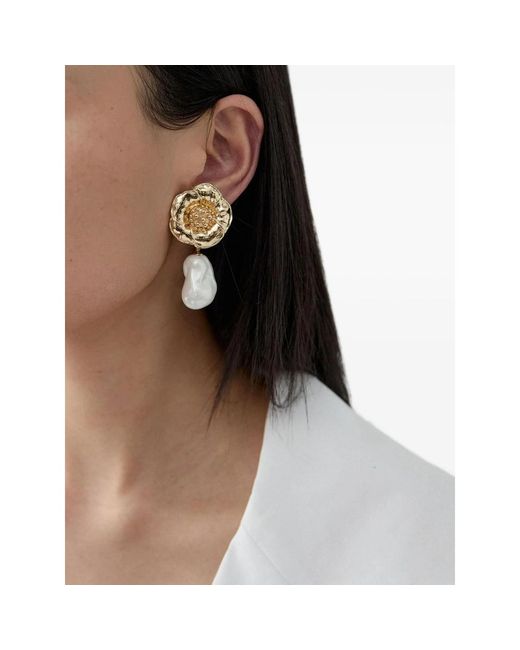 Carolina Herrera Metallic Flower-Motif Earrings