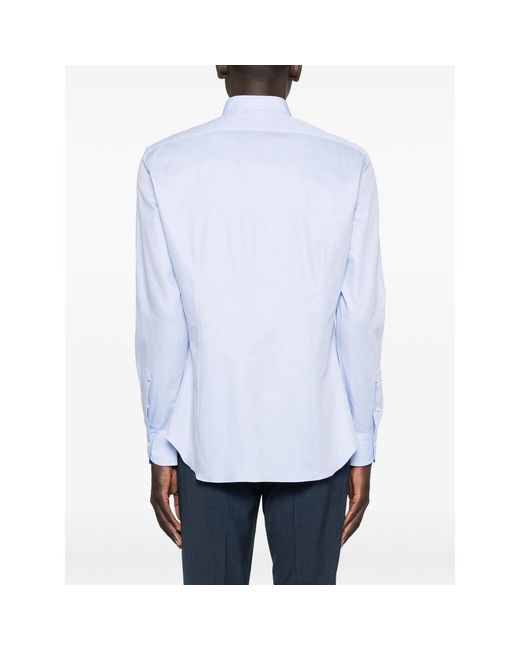 Mazzarelli Blue Cotton Shirt for men