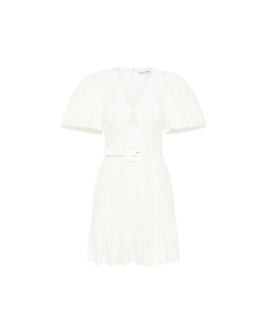 Rebecca Vallance White Dress Linen-Blend