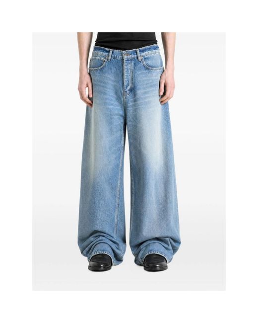 Balenciaga Blue Baggy-Fit Distressed Jeans for men