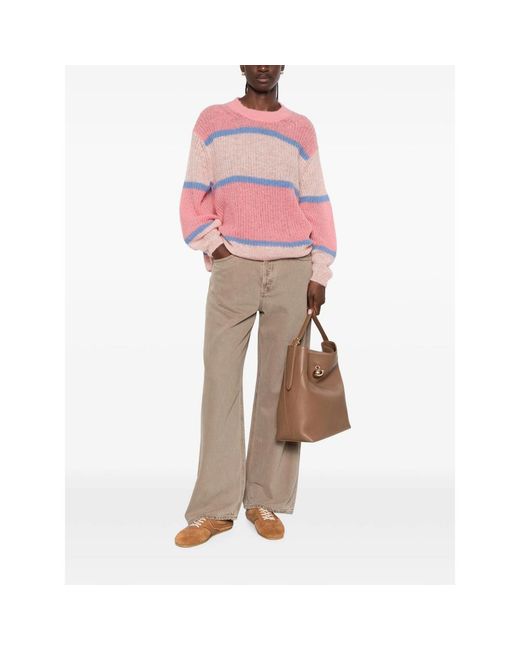 Closed Pink Striped Sweater