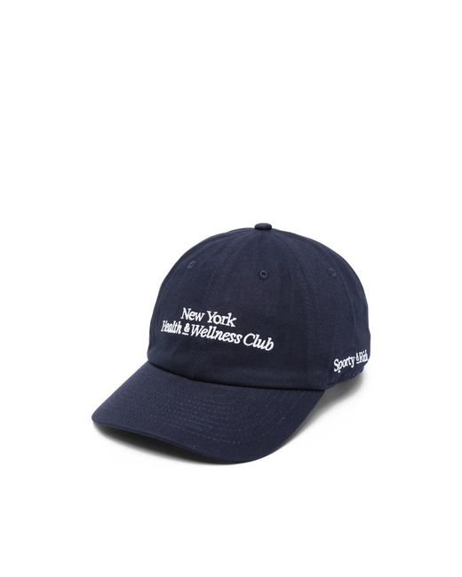Sporty & Rich Blue Logo-Embroidered Baseball Cap