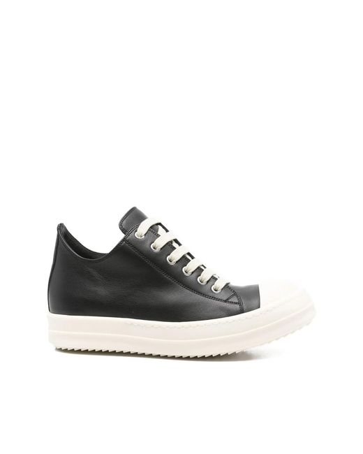 Rick Owens Black Leather Sneakers