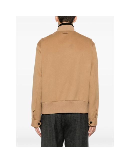 Lardini Natural Button-Up Ribbed-Trim Jacket for men