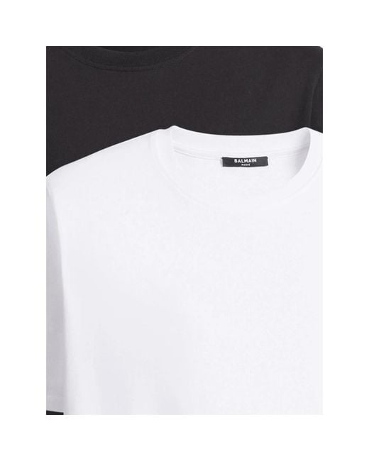 Balmain Black Logo-Patch T-Shirts (Set Of Two) for men
