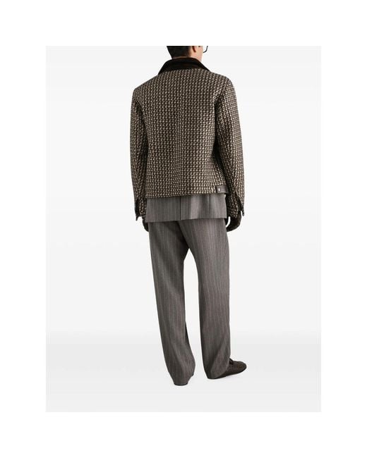 Dolce & Gabbana Gray Pinstripe Virgin-Wool Trousers for men