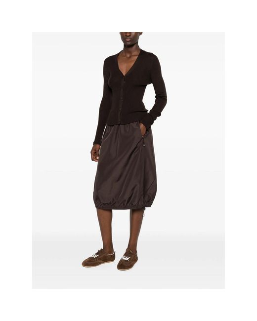 CECILIE BAHNSEN Black Ribbed V-Neck Cardigan