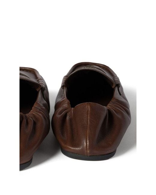 Miu Miu Brown Embossed-Logo Loafers