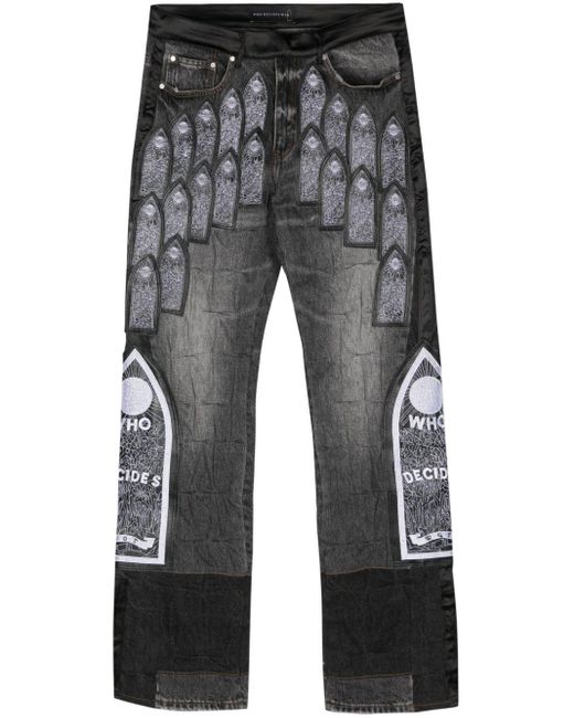 Who Decides War Gray Patchwork Straight-Leg Jeans for men