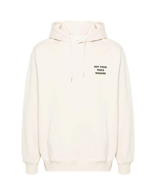 Drole de Monsieur White Logo-Print Cotton Hoodie for men
