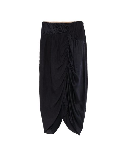 Ziggy Chen Black Ruched Midi Skirt
