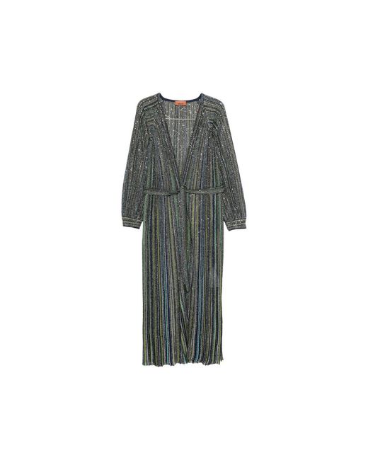 Missoni Gray Sequin-Embellished Striped Cardigan