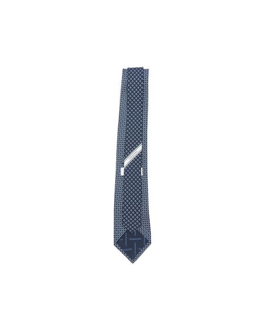 Ferragamo Blue Chicca Gancini-Pattern Tie for men