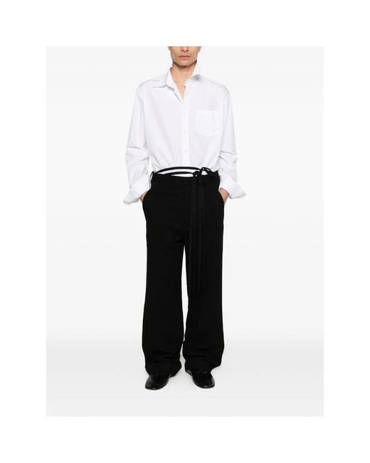 Ann Demeulemeester Black Straight Trousers for men