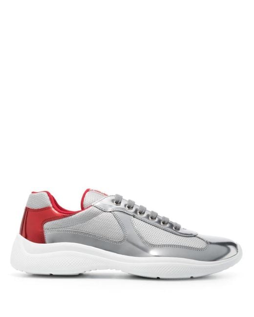 Prada White America's Cup Panelled Sneakers for men