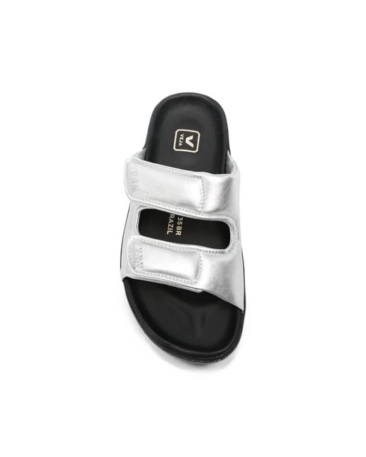 Veja Black Etna Touch-Strap Flat Sandals for men