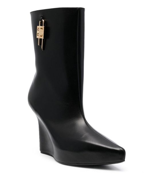 Givenchy Black 4 Lock Leather Wedge Boots