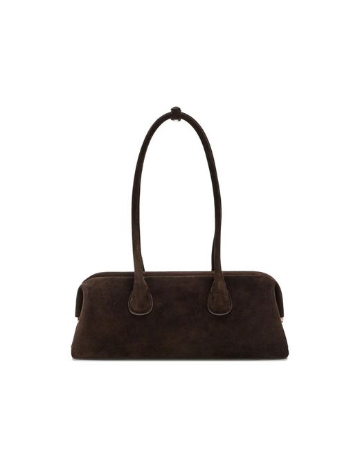 OSOI Black Suede Top-Handle Shoulder Bag