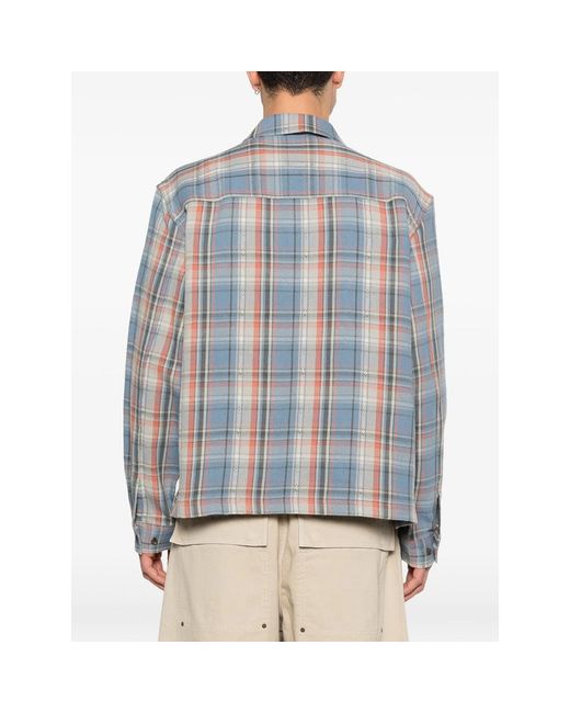 Awake Couture Blue Rivington Checked Zip Shirt for men