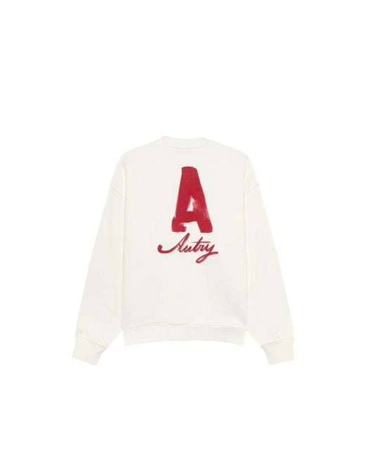 Autry White Logo-Print Crew-Neck Sweater for men